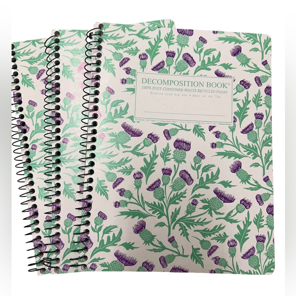 Spiral Notebook - Green and Purple Floral